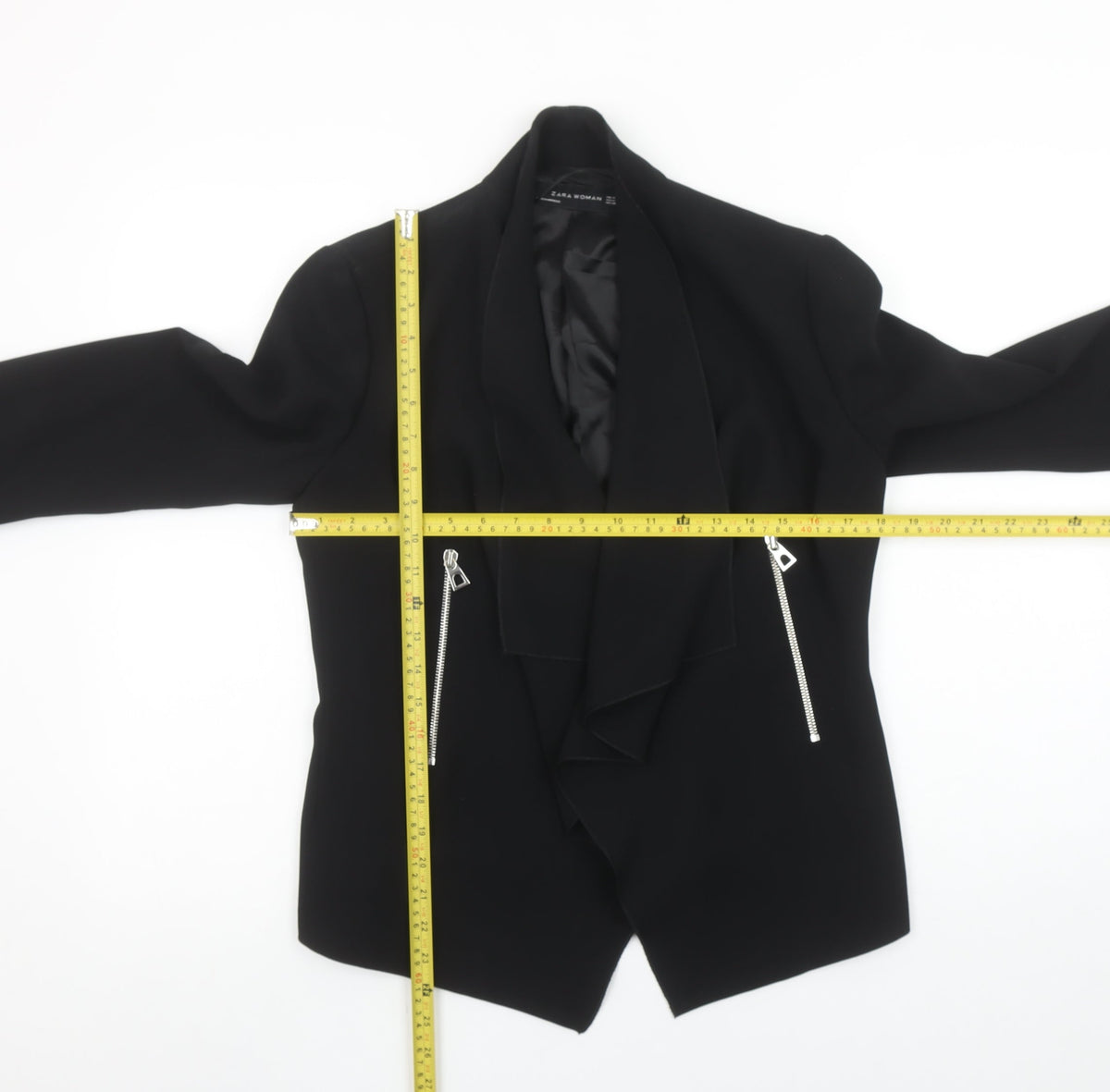 Zara Woman Black Draped Lapel Blazer Jacket Women M Elegant Lined