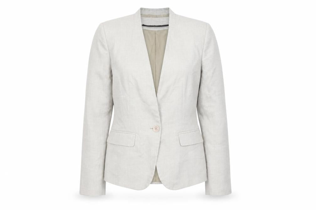 Zara Women Beige Slim Fit Single Breasted Blazer Size 10