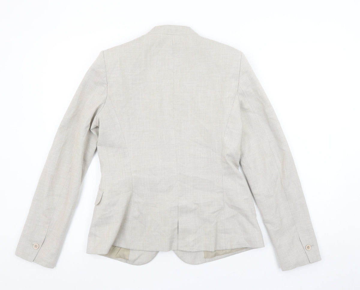 Zara Women Beige Slim Fit Single Breasted Blazer Size 10
