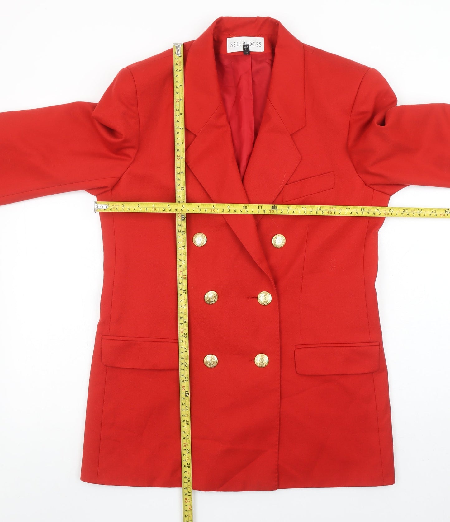 Selfridges Women’s Red Wool Double-Breasted Blazer Size 10