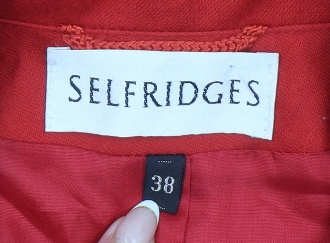 Selfridges Women’s Red Wool Double-Breasted Blazer Size 10