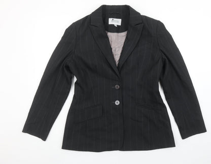 Next Womens Black Pinstripe Suit Jacket Size 12 Slim Fit