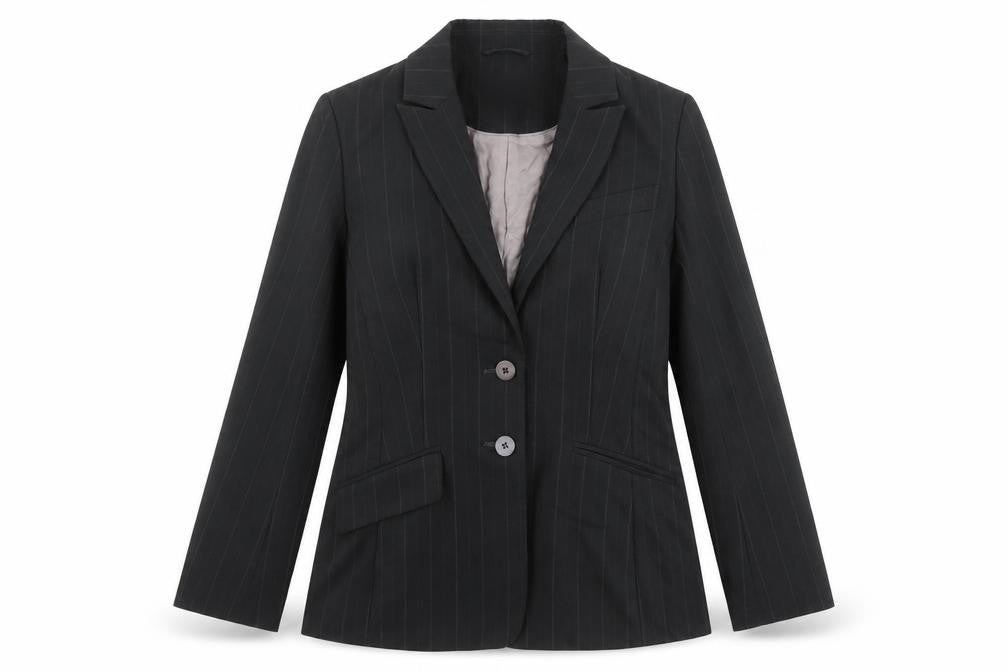 Next Womens Black Pinstripe Suit Jacket Size 12 Slim Fit