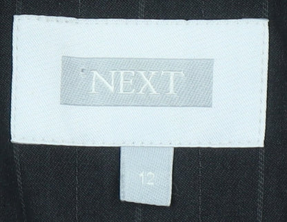 Next Womens Black Pinstripe Suit Jacket Size 12 Slim Fit