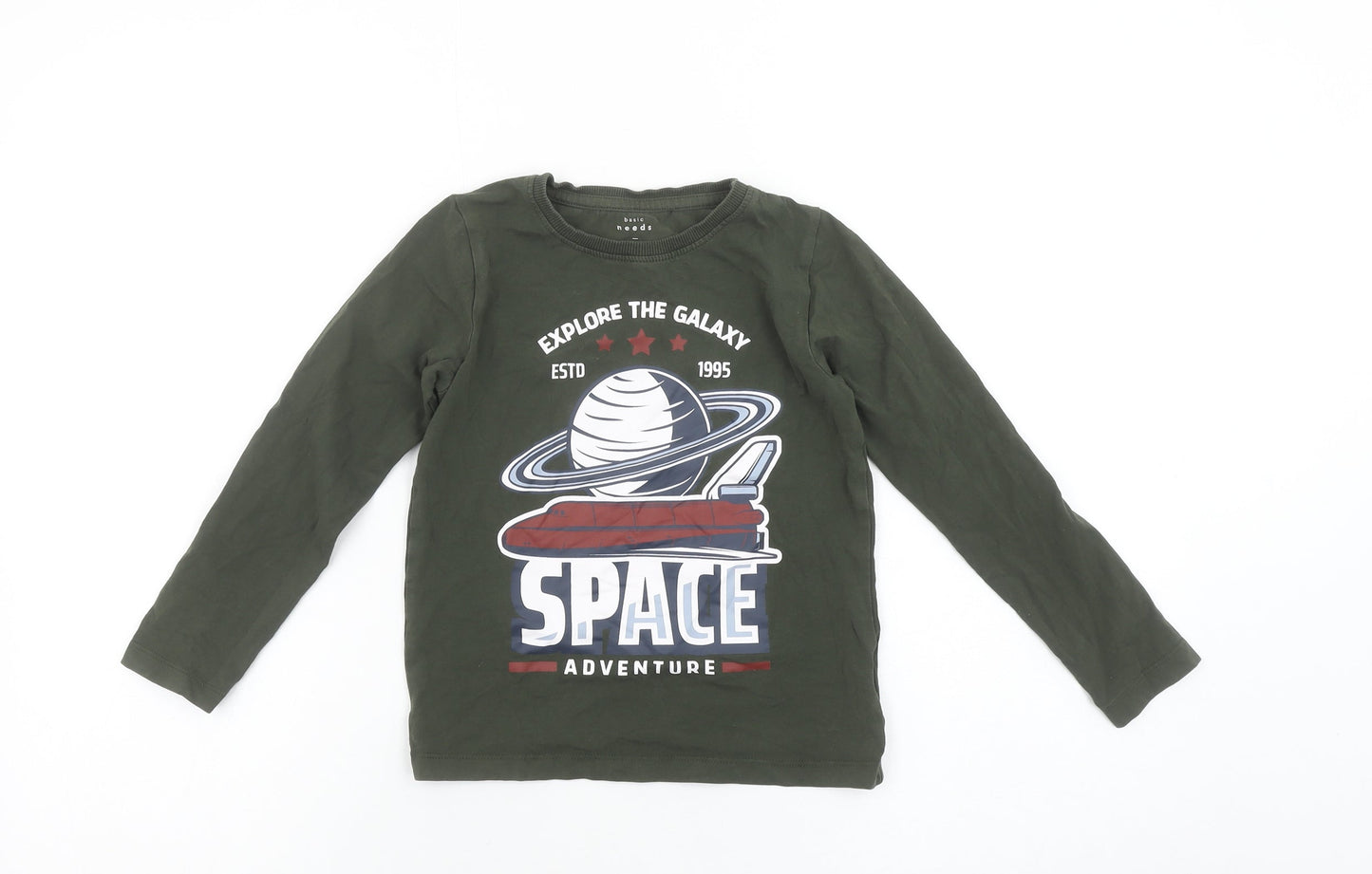 Name It Boys Green Space Adventure Long Sleeve Cotton T-Shirt 6 Years