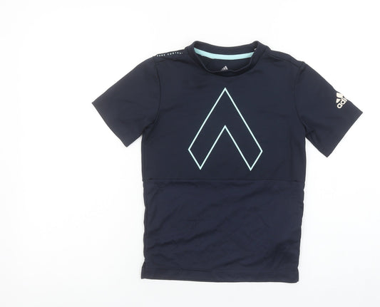 Adidas Boys Blue XS Climalite Sports T-Shirt Breathable Activewear Top
