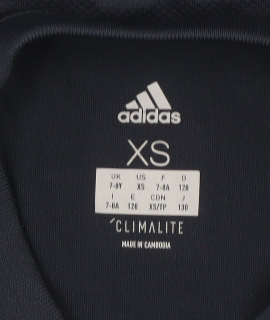 Adidas Boys Blue XS Climalite Sports T-Shirt Breathable Activewear Top