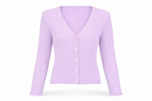 PRETTYLITTLETHING Women’s Purple Ribbed Knit Cardigan Small