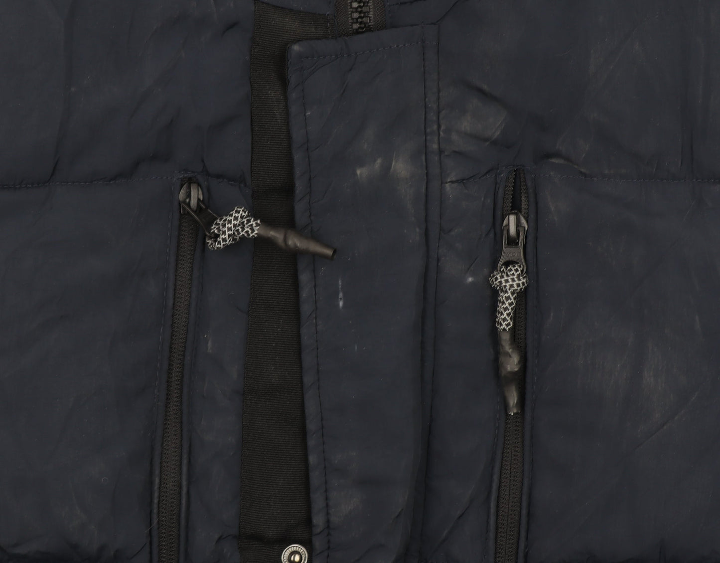 River Island Men's Blue M Long Puffer Hooded Winter Coat