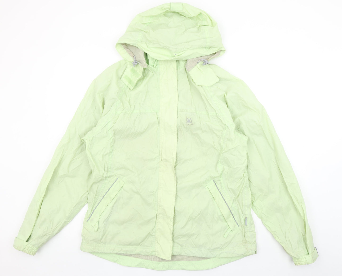 Icepeak Women's Green Hooded Rain Coat Jacket Size 14 Water Resistant