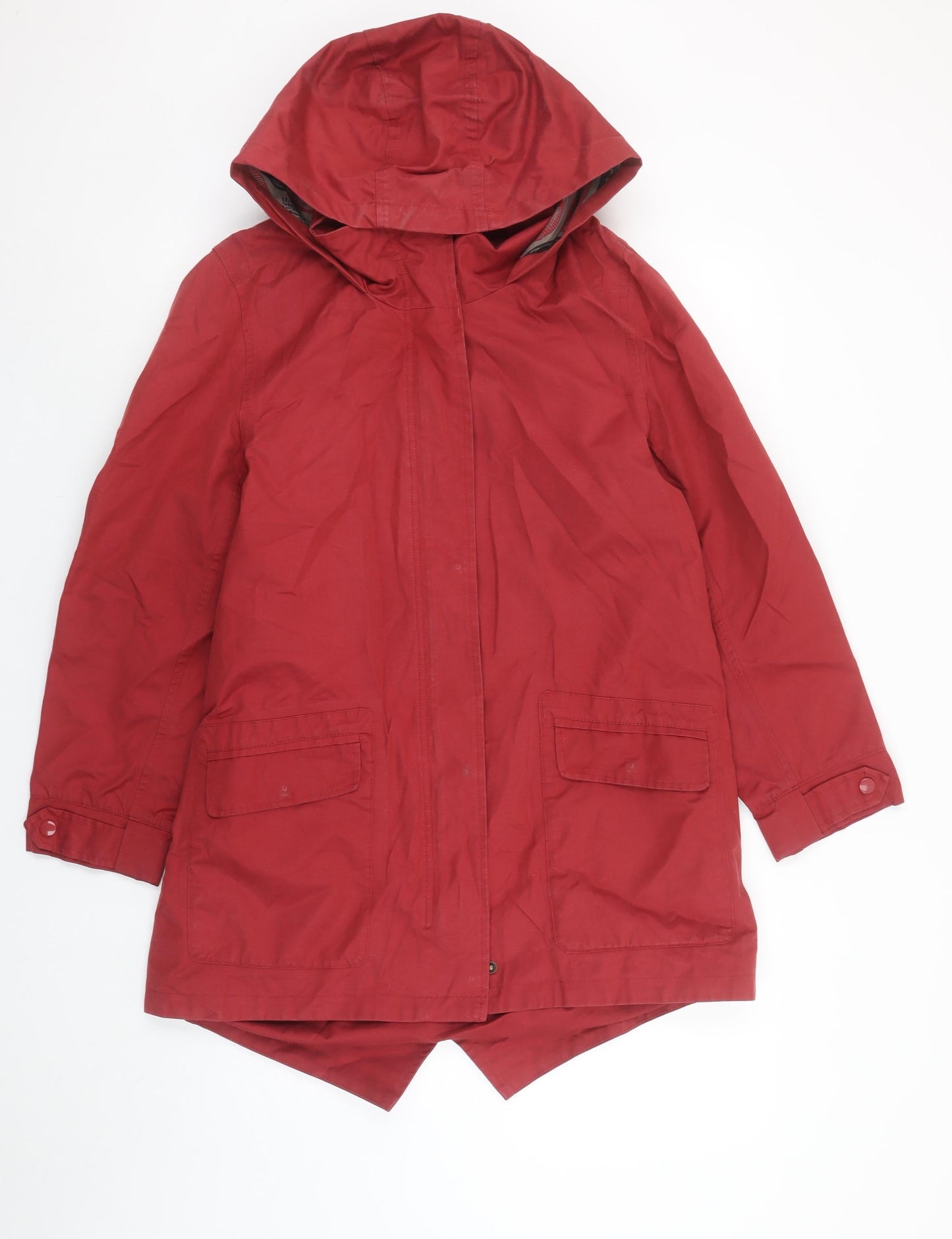 TIGI Womens Red Hooded Parka Coat Size 10 Cotton Blend