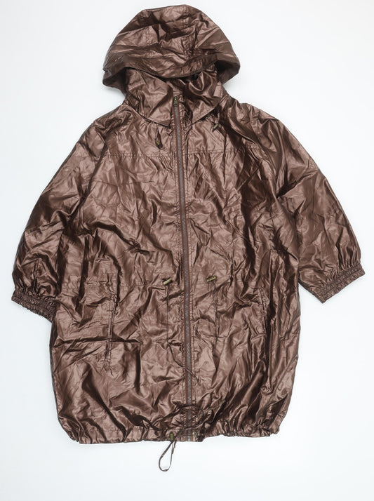 Venca Women Brown Hooded Water Resistant Rain Coat Jacket XL