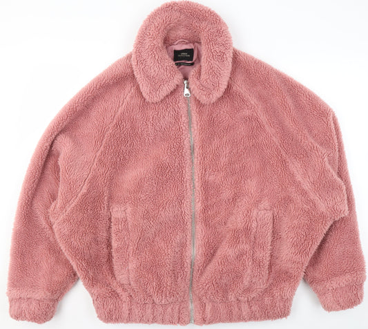 Urban Outfitters Womens Pink Fleece Bomber Jacket XS