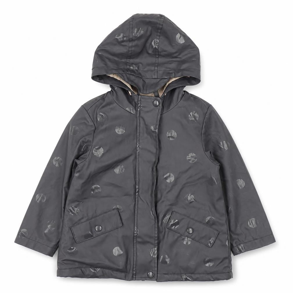 George Girls Grey Polka Dot Hooded Rain Coat 3-4 Years Waterproof Lined Jacket