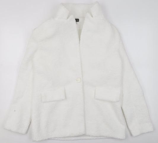 PrettyLittleThing Women’s White Polyester Mid-Length Coat Size 4