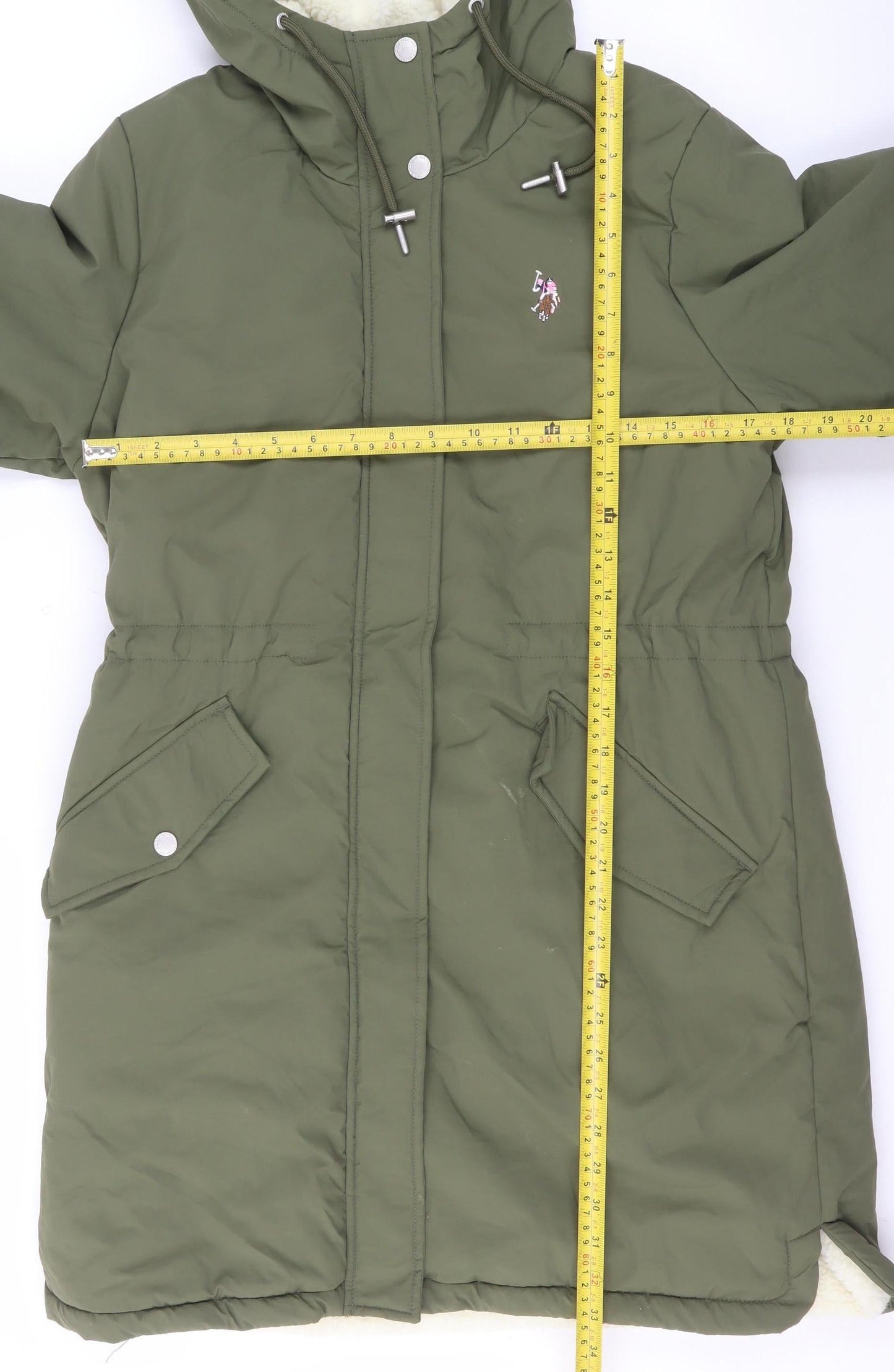 U.S. Polo Assn. Women’s Green Hooded Parka Coat Size 10