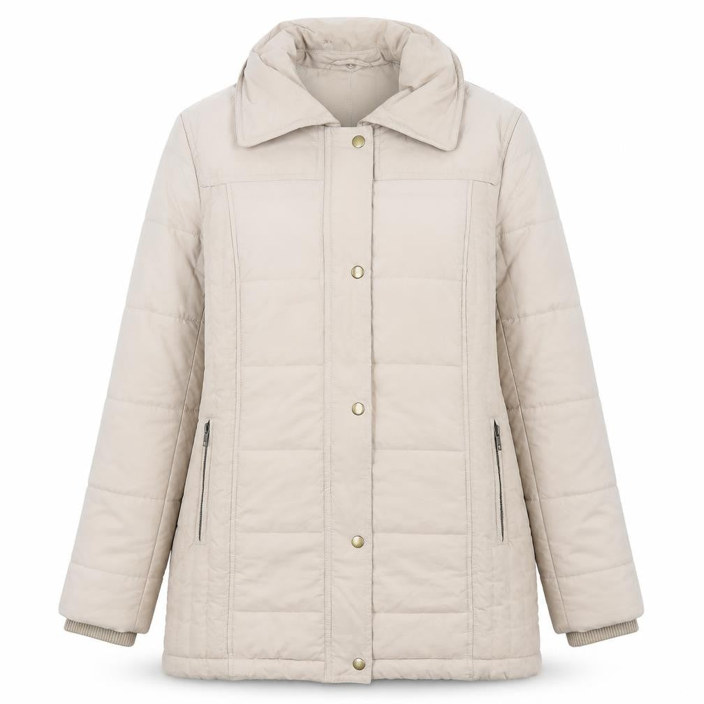 Hobbs Women's Beige Quilted Mid-Length Coat Size 14