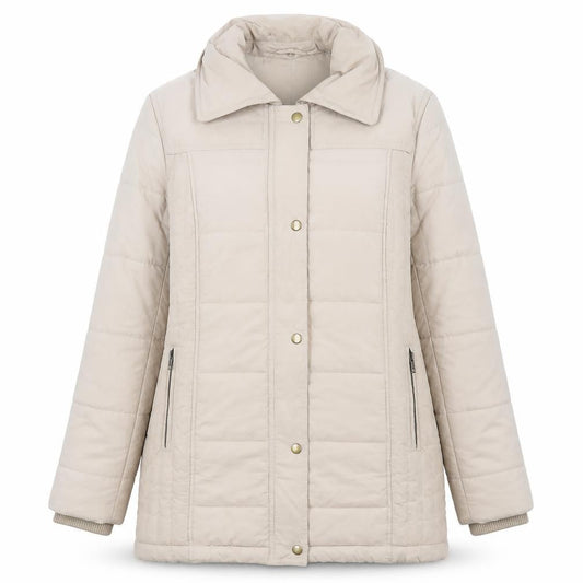 Hobbs Women's Beige Quilted Mid-Length Coat Size 14