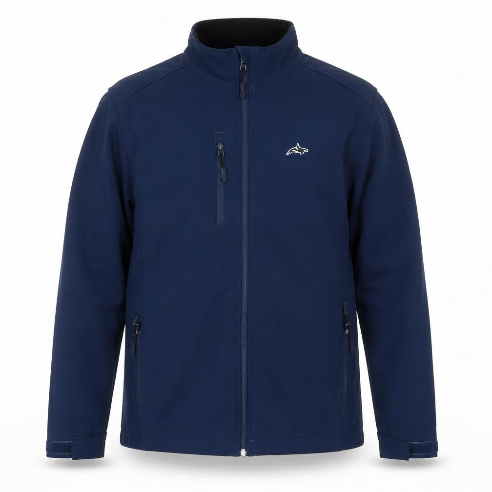 Killer Whale Men's Blue Softshell Jacket M Water Resistant Outdoor Zip