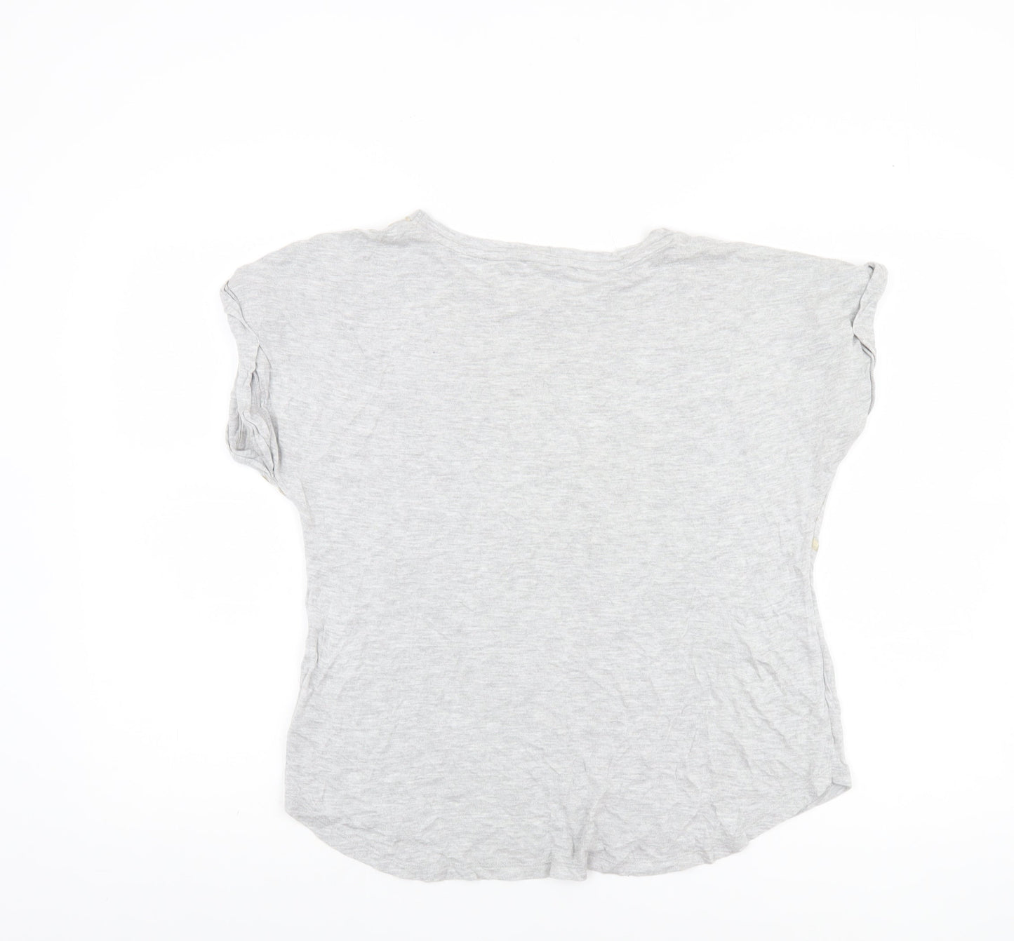 Oasis Womens Grey Embroidered Short Sleeve Viscose T-Shirt M