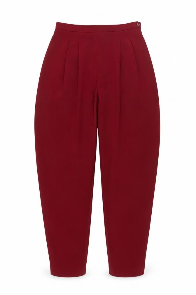 Next Womens Red High Waist Pleated Tapered Trousers UK 10