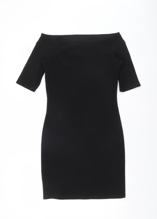 River Island Women’s Black Off Shoulder Bodycon Dress Size 8