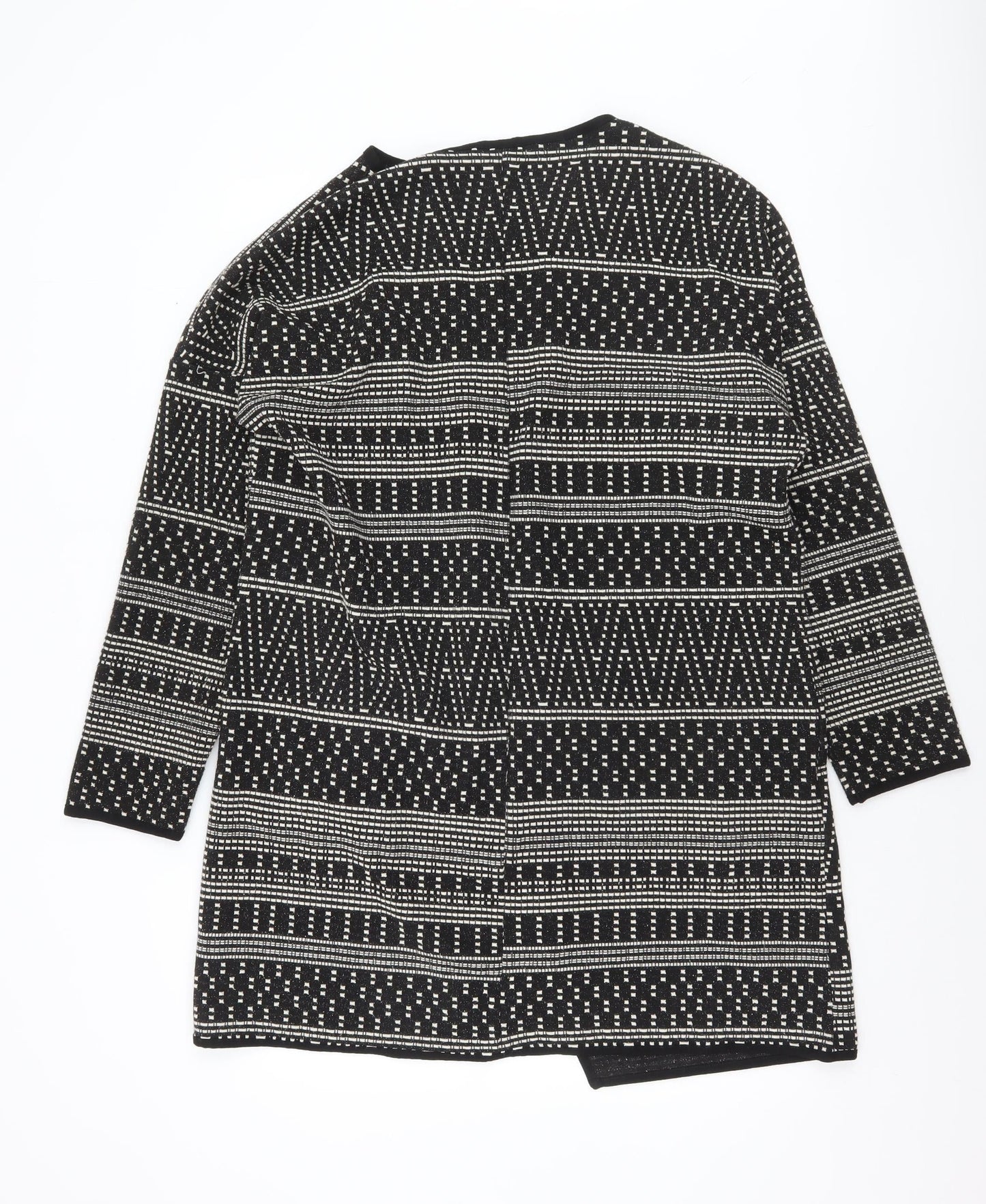 Next Womens Black Geometric Knit Open Jacket Size 10