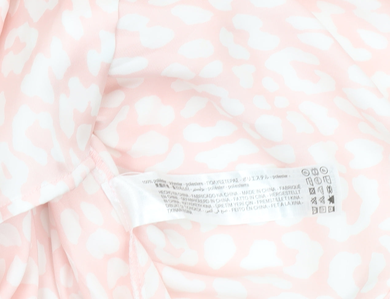 ZARA Womens Pink Animal Print Long Sleeve Button-Up Blouse Size M
