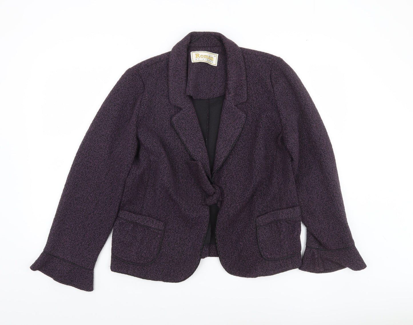 Roman Originals Women's Purple Knit Blazer Jacket Size 16