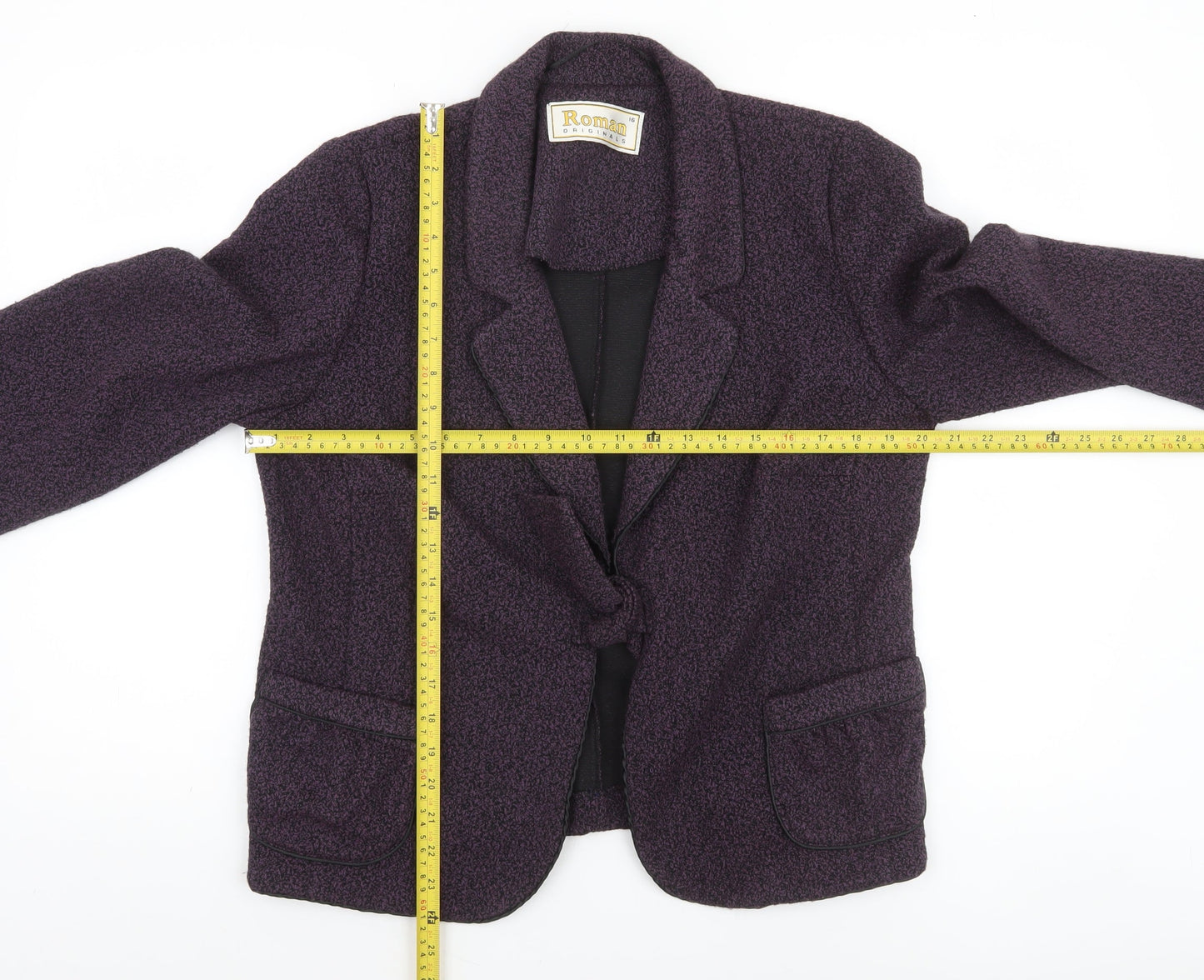 Roman Originals Women's Purple Knit Blazer Jacket Size 16