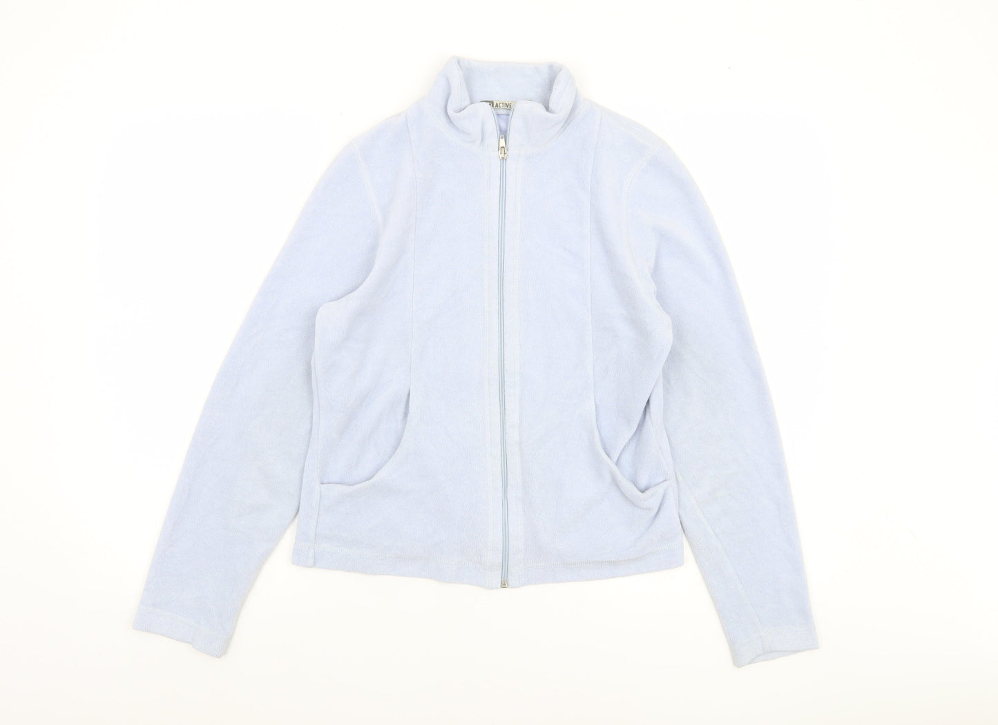 Active Womens Blue Fleece Full Zip Basic Jacket Size 12-14