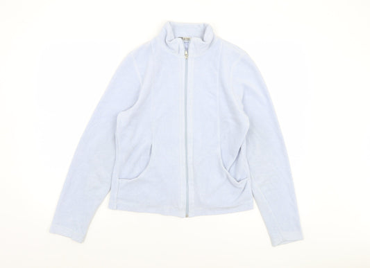 Active Womens Blue Fleece Full Zip Basic Jacket Size 12-14