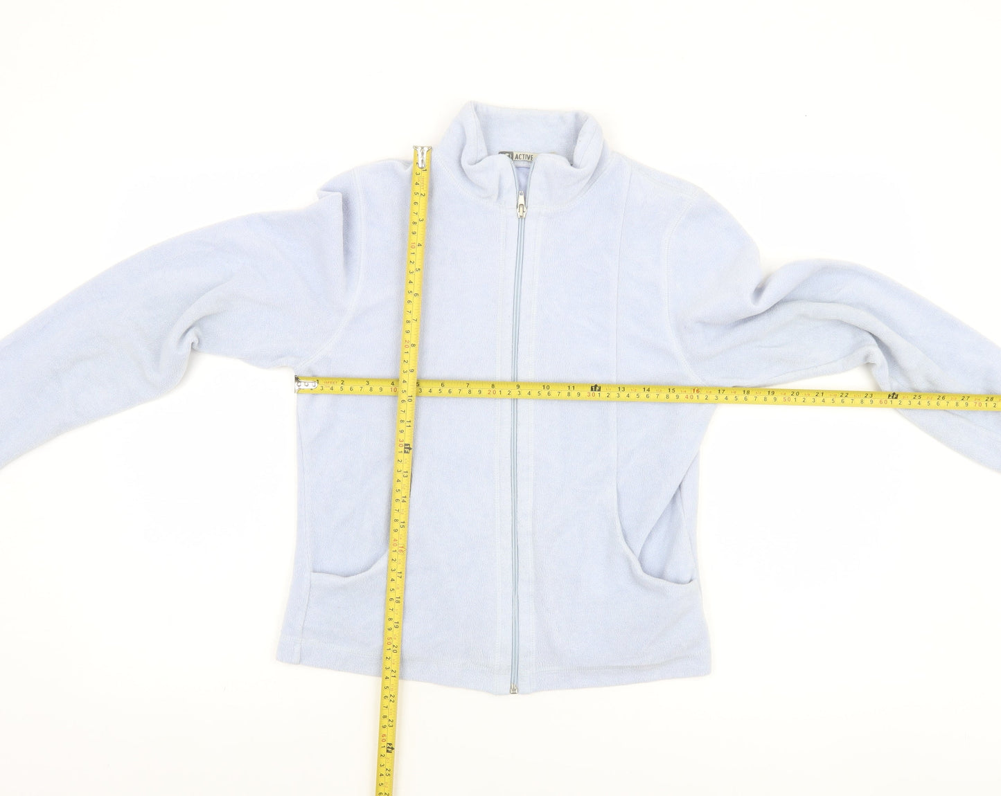 Active Womens Blue Fleece Full Zip Basic Jacket Size 12-14