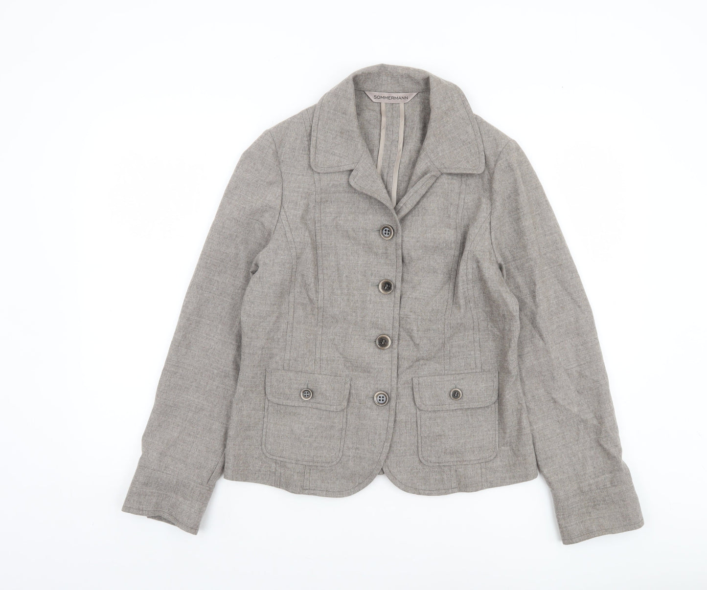 Sommermann Women's Grey Wool Blend Tailored Blazer UK 10