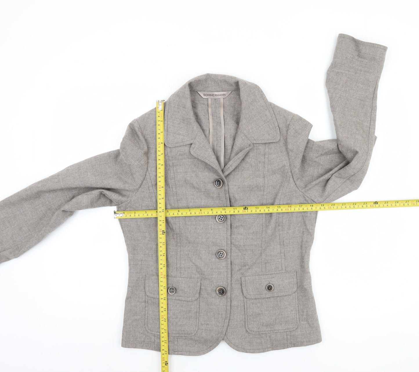 Sommermann Women's Grey Wool Blend Tailored Blazer UK 10