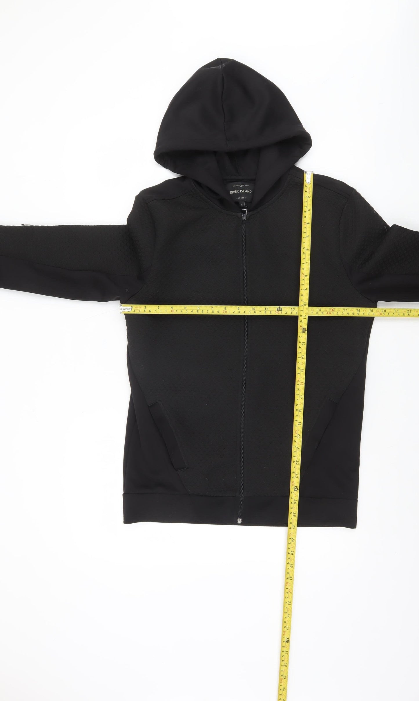 River Island Men’s Black Full Zip Hoodie Size S