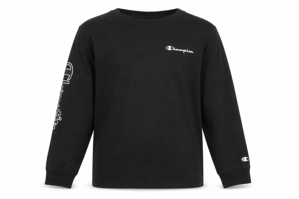 Champion Boys Black Long Sleeve Crew Neck T-Shirt Size 9-10 Years