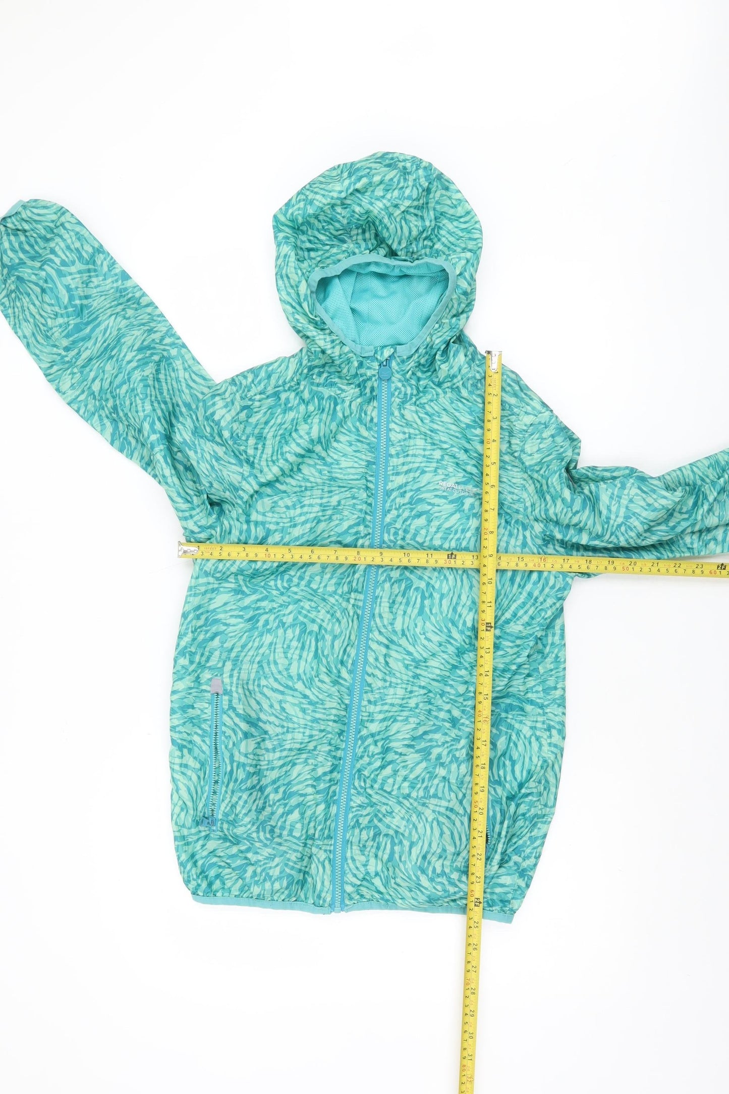 Regatta Girls Blue Hooded Windbreaker Jacket Size 14 Years Lightweight