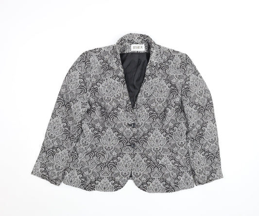 Jessica Women’s Black Paisley Cotton Blend Lined Blazer Size 12