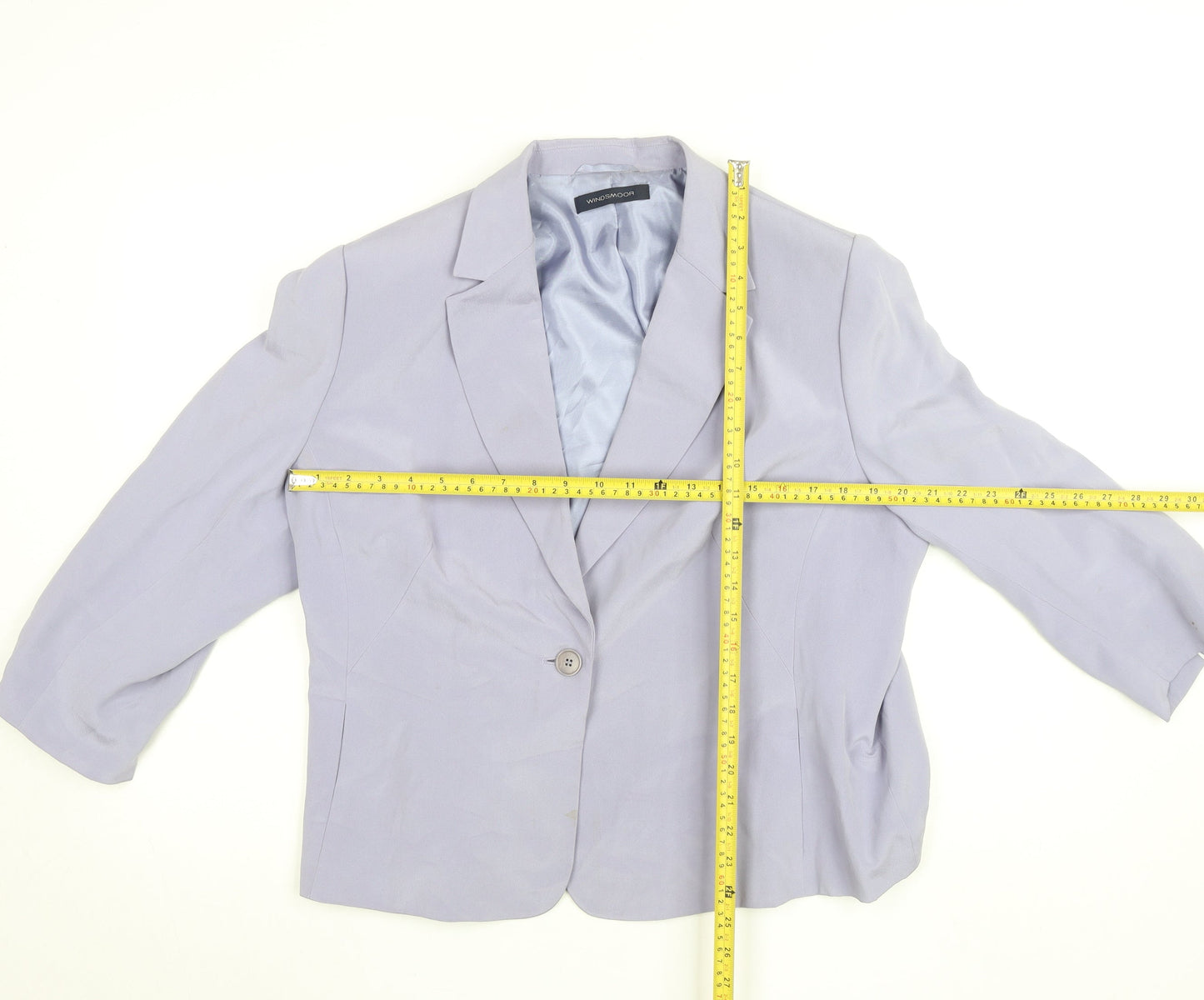 Windsmoor Womens Purple 3/4 Sleeve Lined Blazer Size 14