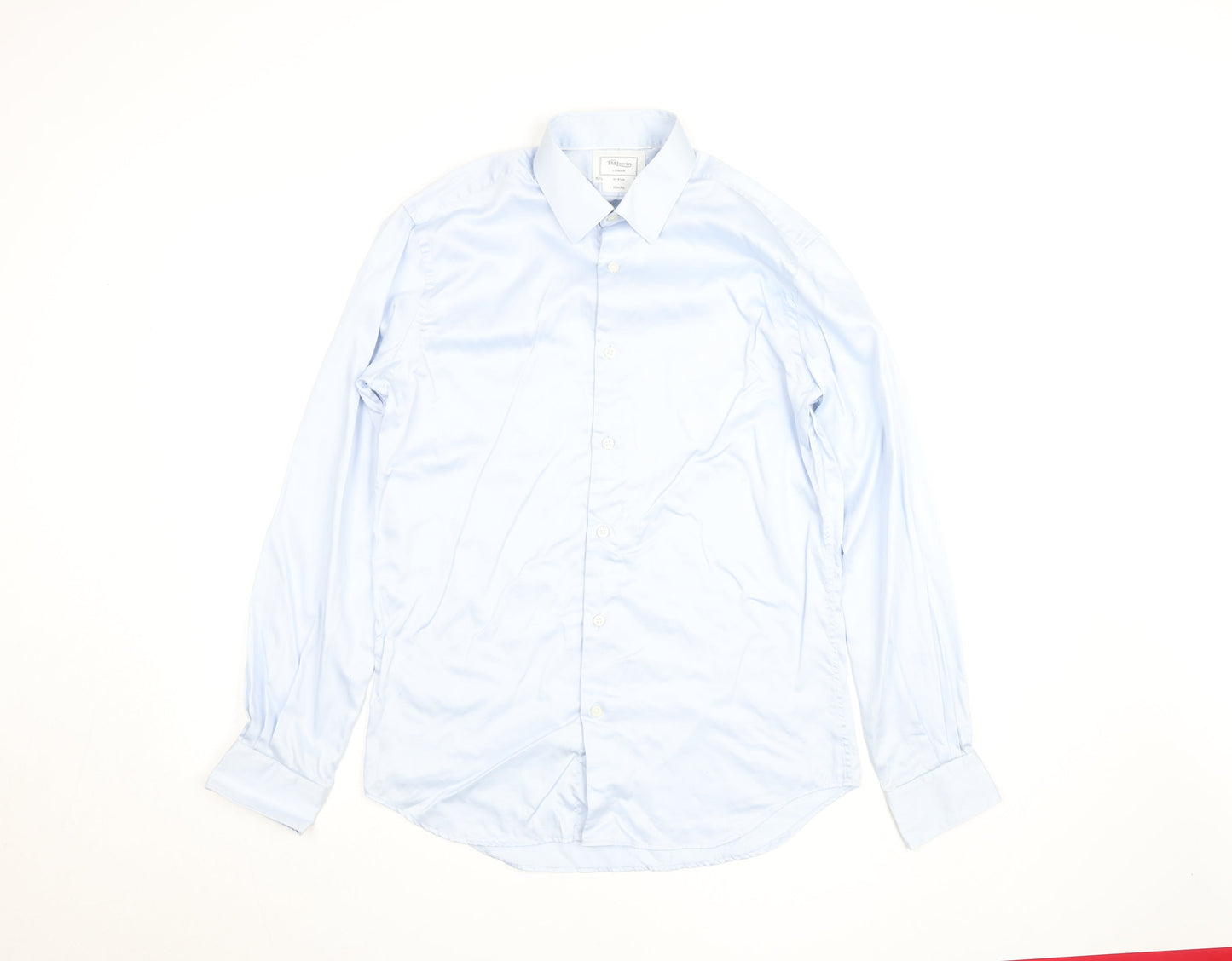 T.M.Lewin Men’s Blue Slim Fit Long Sleeve Cotton Button-Up Shirt 15.5”