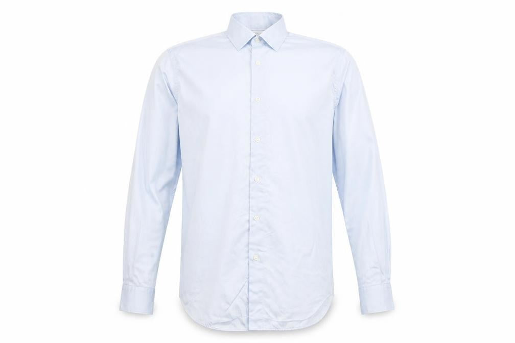T.M.Lewin Men’s Blue Slim Fit Long Sleeve Cotton Button-Up Shirt 15.5”
