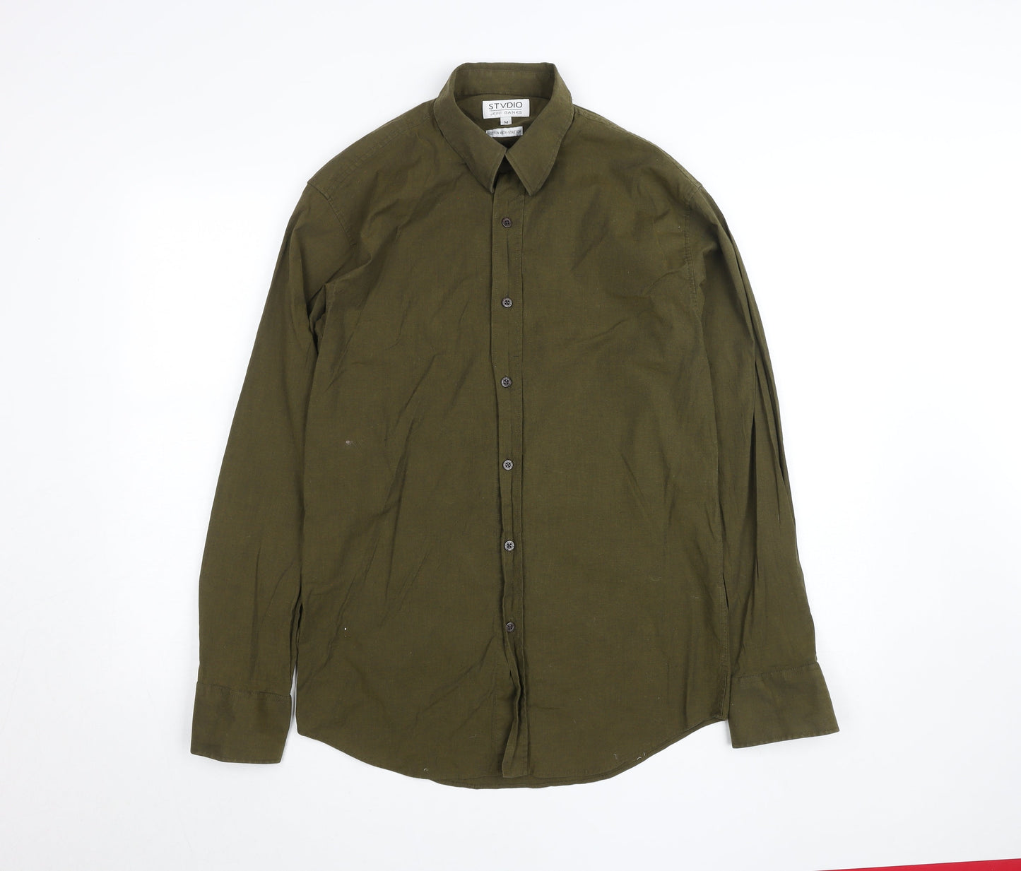 Jeff Banks Men's Green Slim Fit Long Sleeve Button-Up Shirt Size M