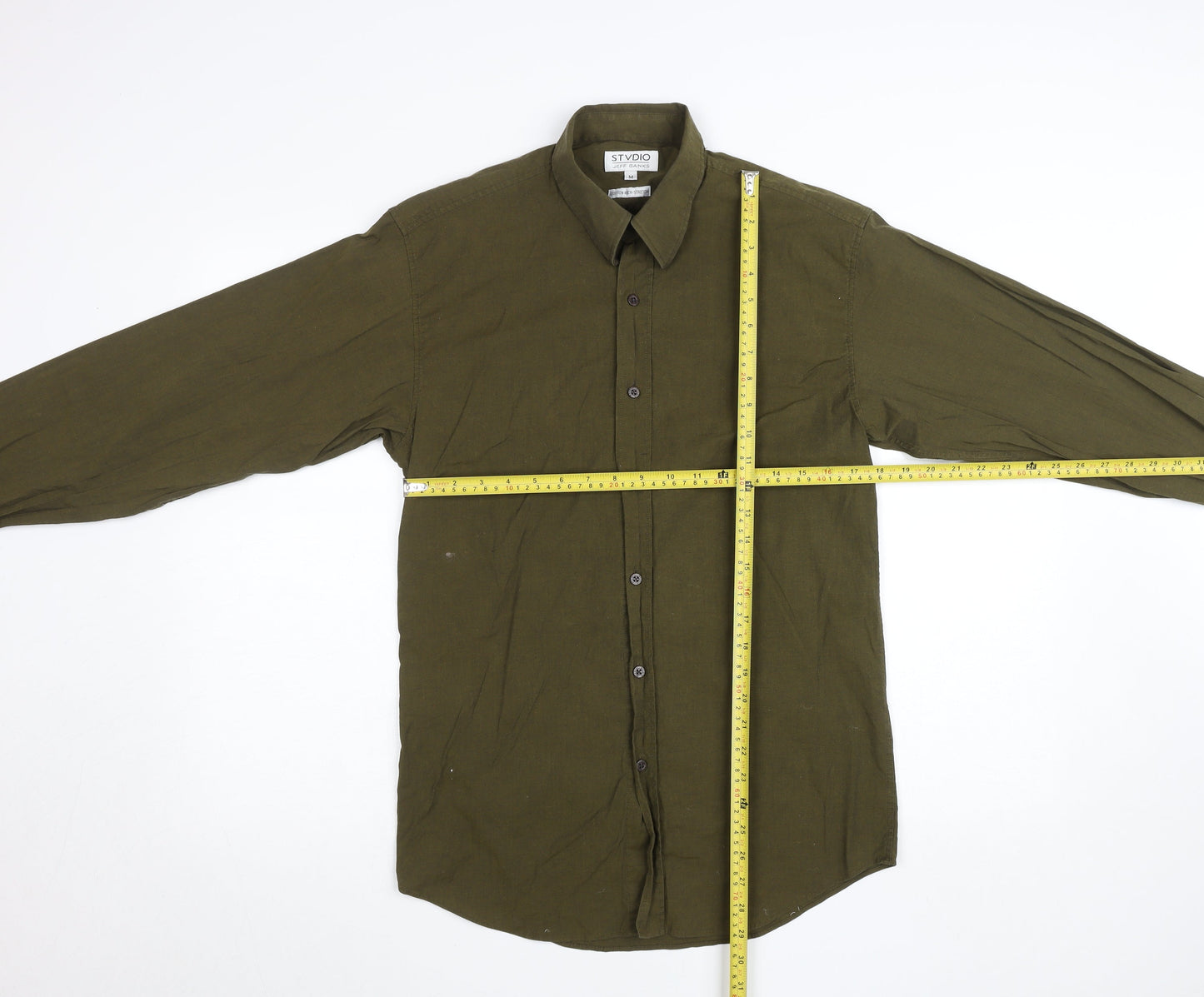 Jeff Banks Men's Green Slim Fit Long Sleeve Button-Up Shirt Size M