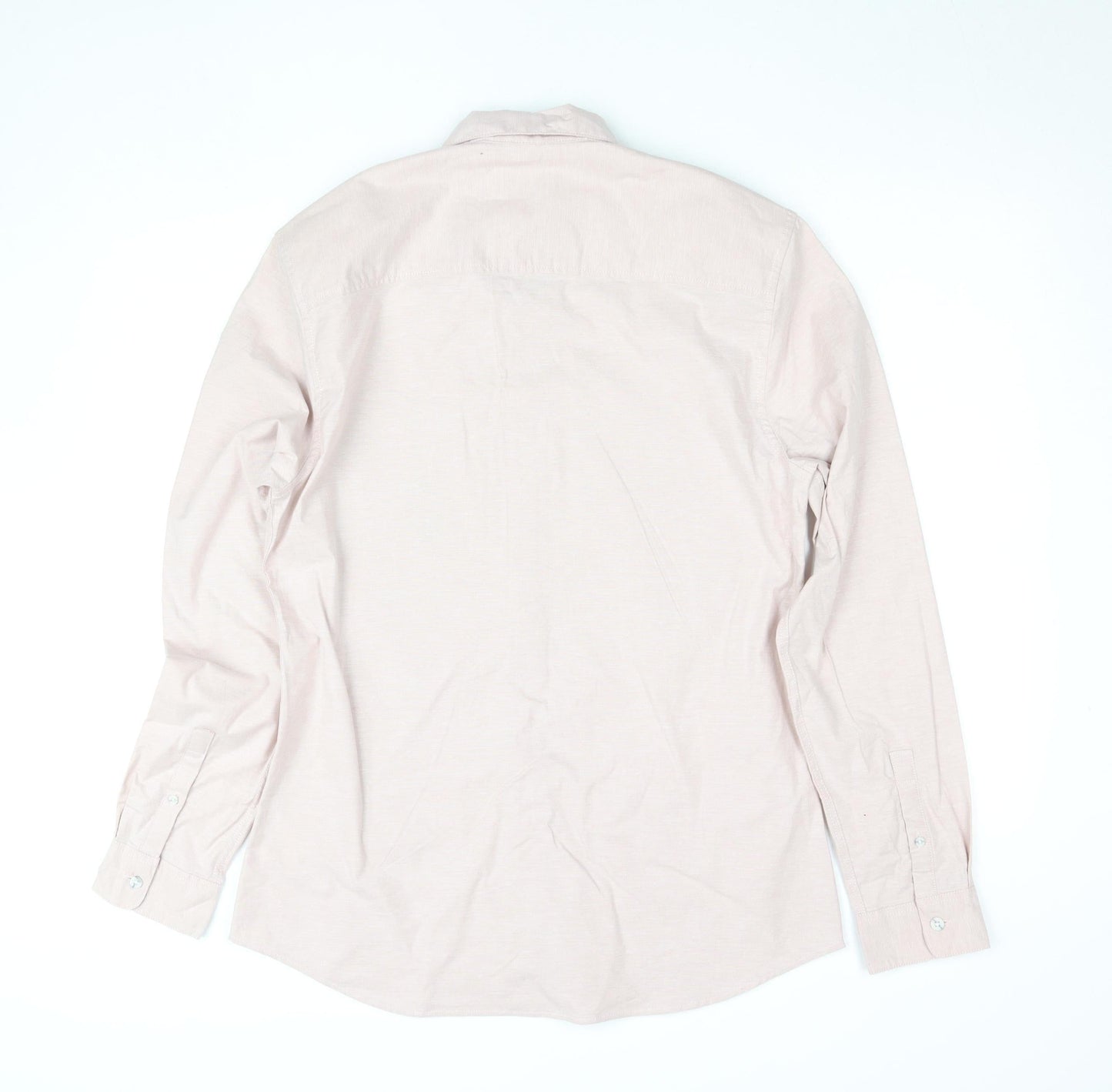 Topman Men's Beige Slim Fit Long Sleeve Button-Up Shirt L