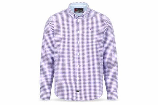 Outrage Men's Blue Check Cotton Long Sleeve Button-Up Shirt L