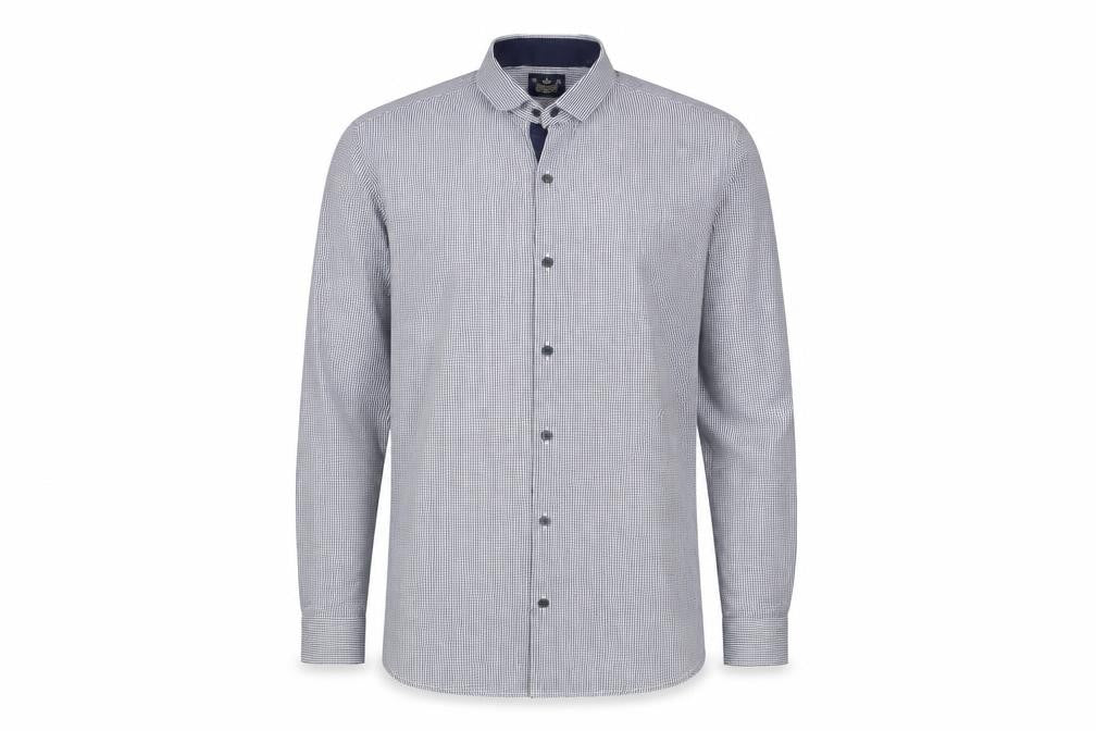 River Island Men's Blue Check Slim Fit Long Sleeve Shirt L