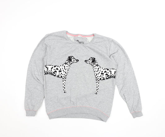 Next Girls Grey Dalmatian Print Sweatshirt Size 10 Crew Neck