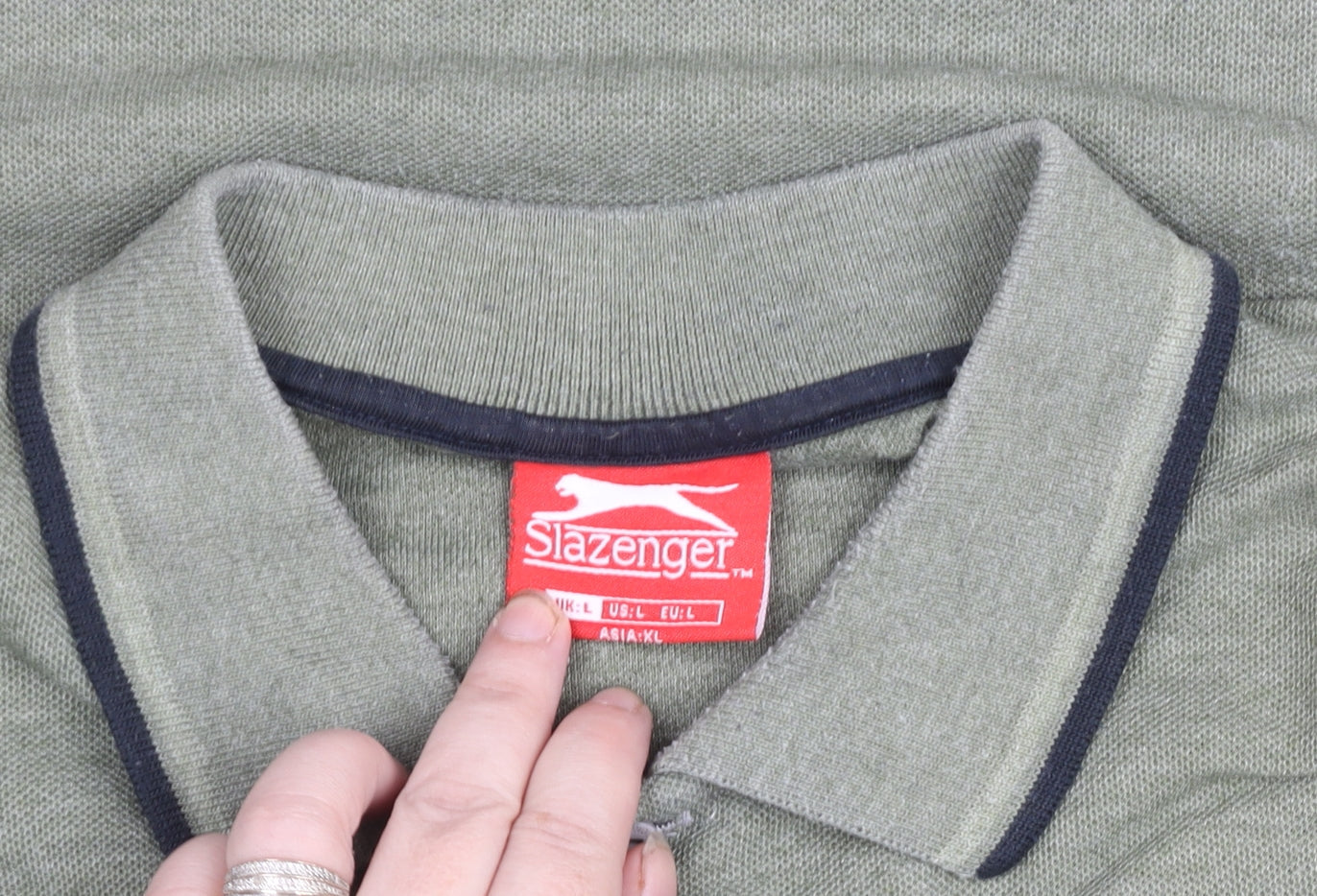 Slazenger Men's Green L Polo Shirt Regular Fit Collared
