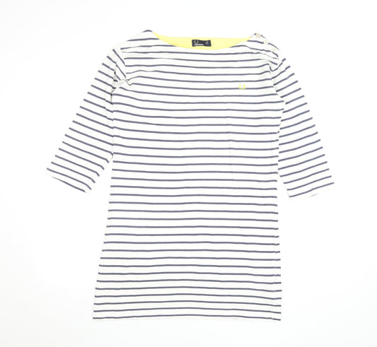 Fred Perry Women's White Striped Shift Dress Size 6
